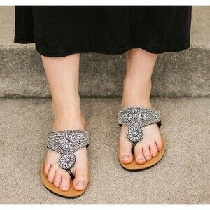 Olivia Miller Rhinestone Embellished Wedge Sandals – Women’s Size 10